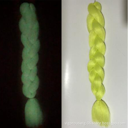 Vigorous Synthetic Jumbo Braids Shining Hair Neon Glowing Hair Florescent Light Braiding Hair in the Darkness 24inch 100g